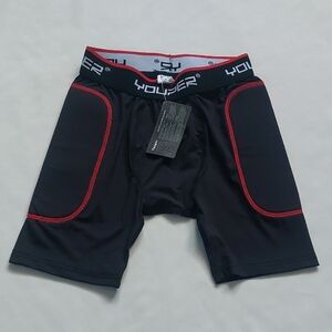 Youper Fotball  Padded Sliding Short Black With Red Youth Boys Size M